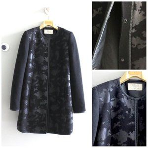ZARA TRF SEQUIN JACKET WITH SNAP BUTTON BLACK Sz-S